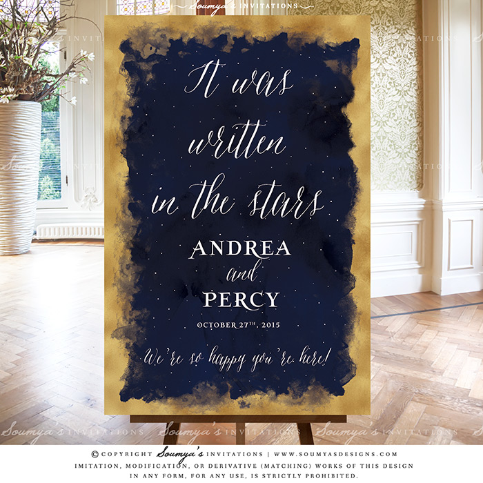 Starry Night Wedding Welcome Sign Constellation Wedding Welcome