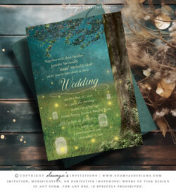 Enchanted Forest Wedding Invitation, Mason Jar Fireflies Wedding ...