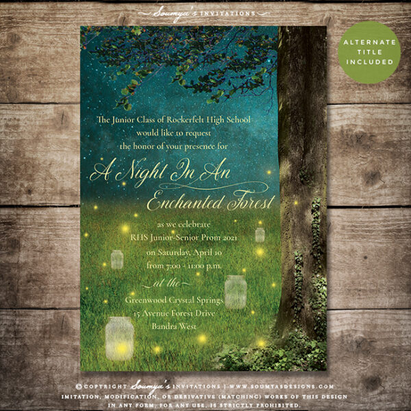 Enchanted Forest Prom Invitation, Woodland Party Invitation, Rustic ...