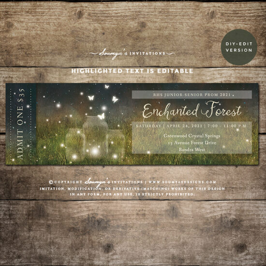 Enchanted Forest Prom Tickets, Secret Garden Prom Tickets, Woodland