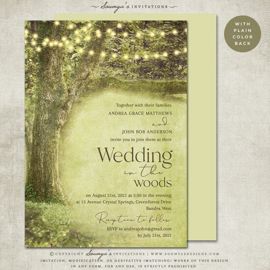 Rustic Forest Wedding Invitation, Woodland Trees Wedding Invitation ...